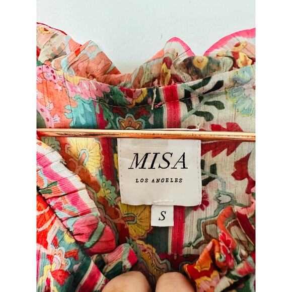 MISA Los Angeles Multicolored Metallic Split Neck Long Sleeve Elena Dress Size S - Picture 8 of 13